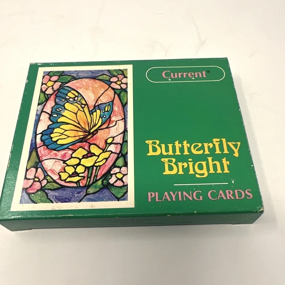 Current Inc. Playing Cards Butterfly Bright Stained Glass Style Vintage 1980